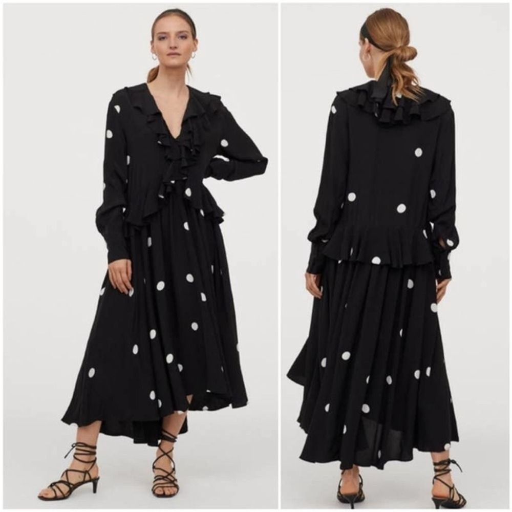 H&M Flounce Frill Dress - Polka Dot